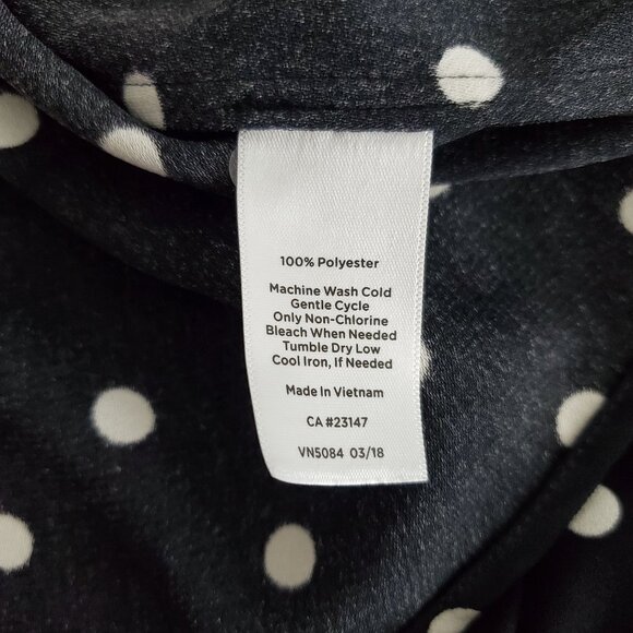 Talbots Womens Black And White Polka Dot Blouse Size M Slit Neck Classic Career - Picture 6 of 9